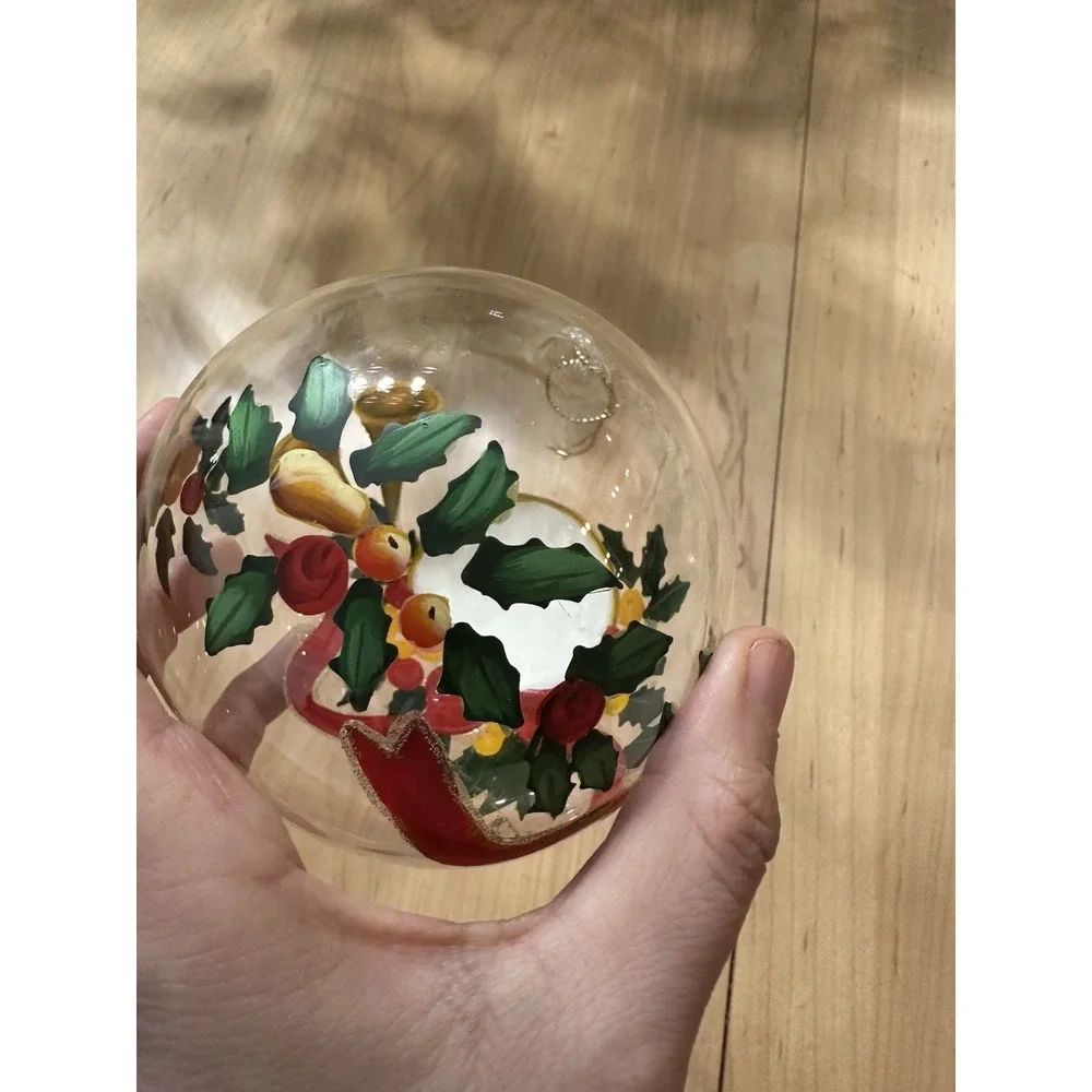 Vintage 2002 Dillard's Trimmings Christmas Ornament Hand Painted Holly